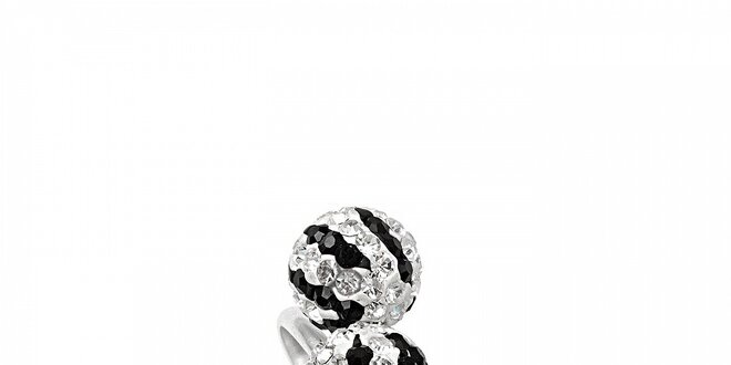 Dámsky strieborný prsteň Miss Jones s čirými a čiernymi kamienkami