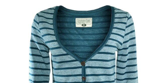 Dámsky sveter v petrolejovej farbe s prúžkami Stitch&Soul