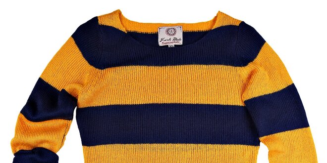 Dámsky modro-žlto pruhovaný sveter Fresh Made