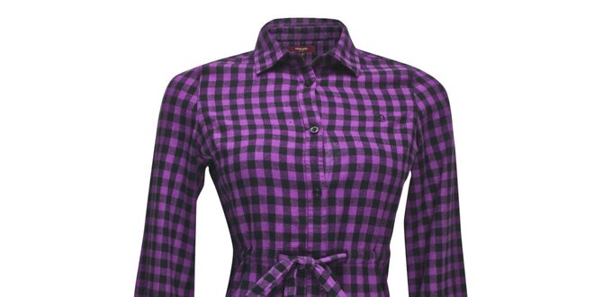Dámske fialové kockované košeľo-šaty Merc