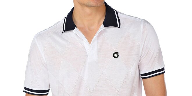Pánske biele kárované polo tričko M. Conte