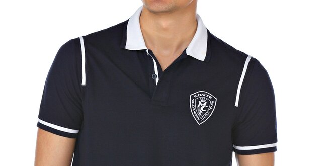 Pánske modré polo tričko s bielym golierom M. Conte