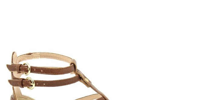 Dámske hnedé kožené gladiátorské sandále Giorgio Picino