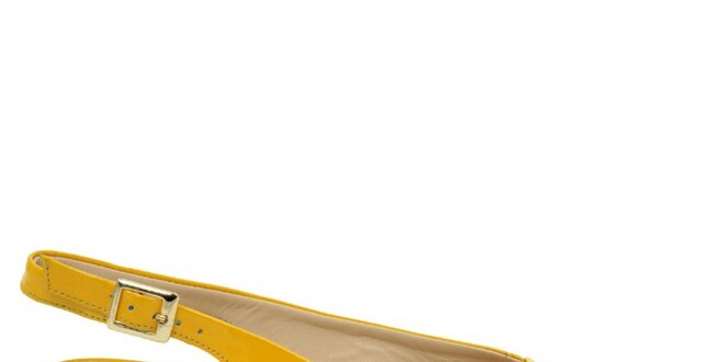Dámske kanárikovo žlté kožené sandále s opätkom Giorgio Picino