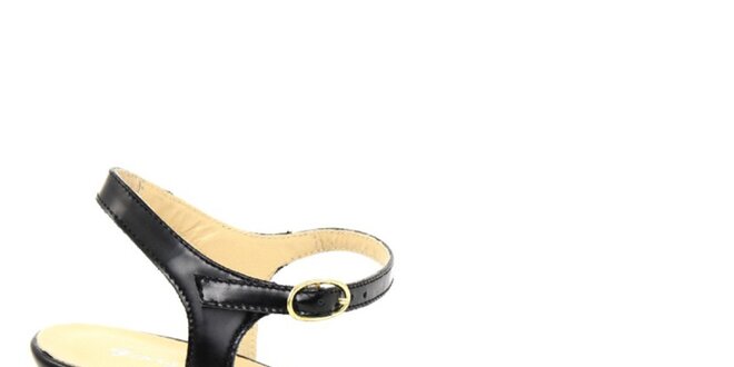 Dámske čierne kožené sandále na nízkom opätku Giorgio Picino