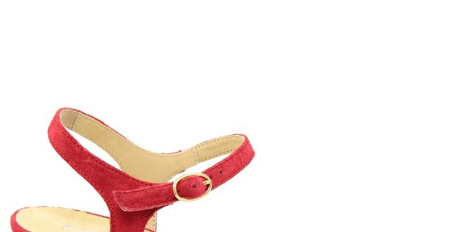 Dámske červené semišové sandále na nízkom opätku Giorgio Picino