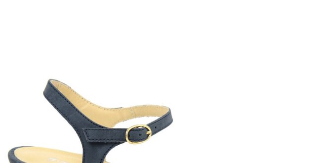 Dámske tmavo modré kožené sandále na nízkom opätku Giorgio Picino