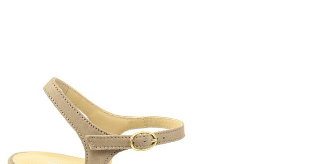 Dámske béžové kožené sandále na nízkom opätku Giorgio Picino