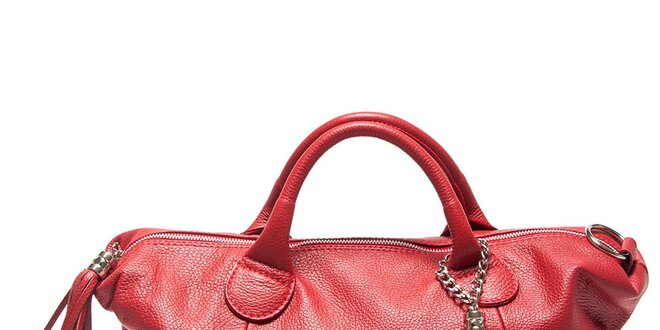 Dámska červená kabelka so strapcami Mangotti