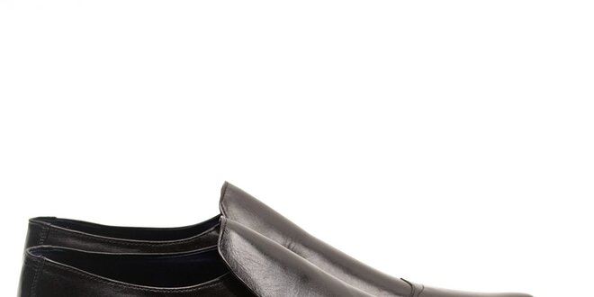 Pánske čierne kožené elegantné topánky Armand Basi