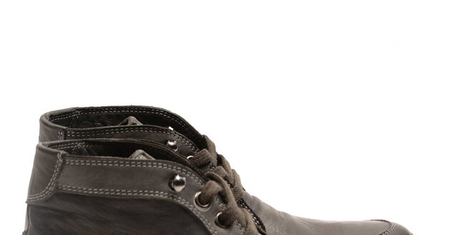 Pánske šedé členkové topánky z kože Armand Basi
