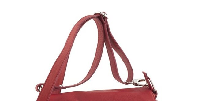Dámska červená kožená kabelka cez rameno so strapcom Ore 10