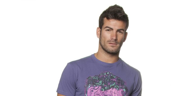 Pánske fialové tričko Unitryb s potlačou