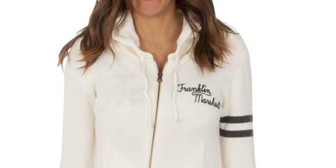 Dámsky biely sveter na zips Franklin & Marshall