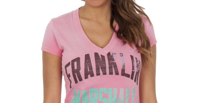 Dámske ružové tričko s nápismi Franklin & Marshall