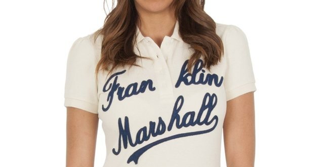 Dámske krémové polo tričko s nápisom Franklin & Marshall