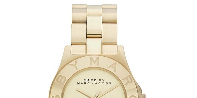 Dámske pozlátené oceľové hodinky s jednoduchým ciferníkom Marc Jacobs