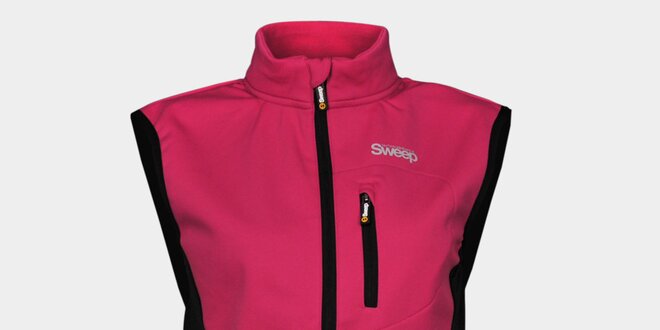 Dámska ružová softshellová vesta Sweep s čiernymi detailami