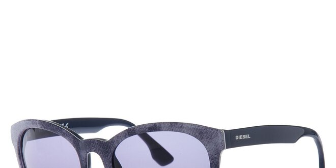 Dámske šedé slnečné okuliare Diesel so vzorom a modro zafarbenými sklami