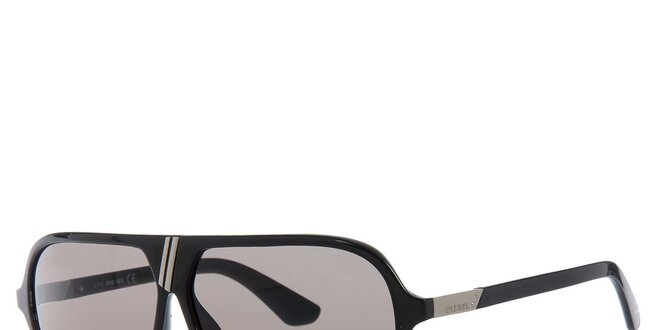 Pánske retro čierne slnečné okuliare so šedými sklami Diesel