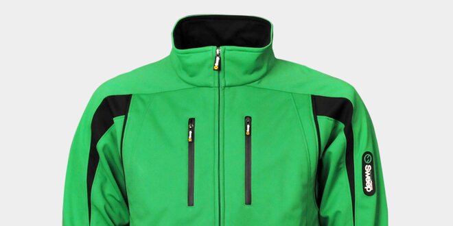 Pánska svetlo zelená softshellová bunda Sweep s čiernymi detailami