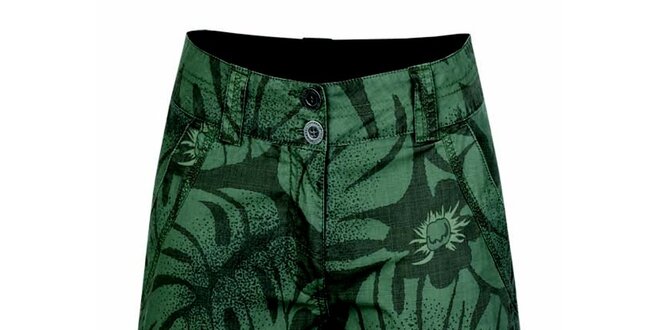 Dámske zeleno-khaki vzorované kraťasy Bushman