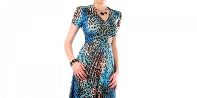 Dámske modro-hnedé leopardie šaty Fifilles