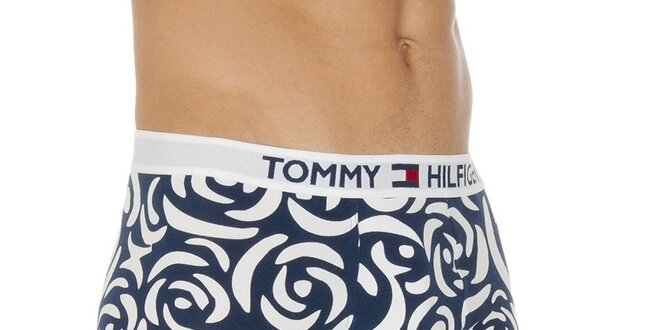 Pánske modro-biele vzorované boxerky Tommy Hilfiger