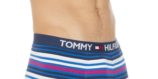 Pánske modro-fuchsiové prúžkované boxerky Tommy Hilfiger