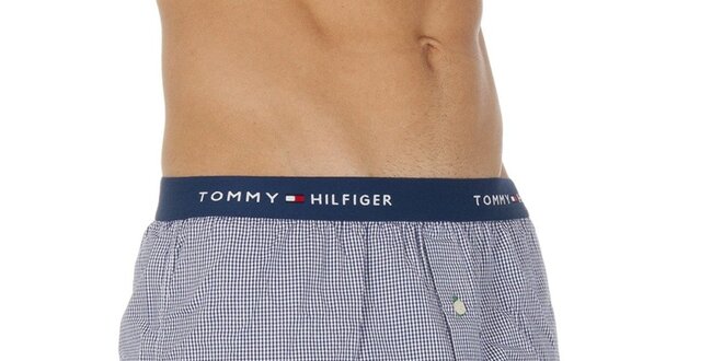 Pánske modro-biele kockované boxerky Tommy Hilfiger