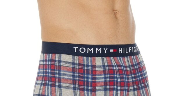 Pánske šedé kárované boxerky Tommy Hilfiger