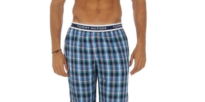 Pánske modré kárované pyžamové nohavice Tommy Hilfiger