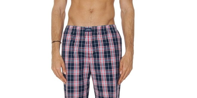 Pánske modro-červené kárované pyžamové nohavice Tommy Hilfiger