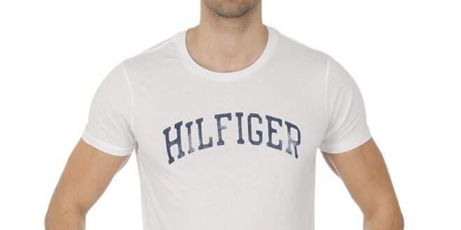 Pánske biele tričko s nápisom Tommy Hilfiger