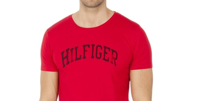 Pánske červené tričko s nápisom Tommy Hilfiger