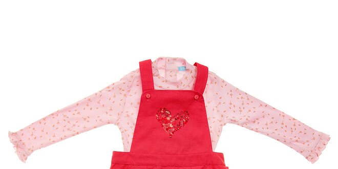 Ružová kojenecká súpravička Lullaby - suknička s tričkom