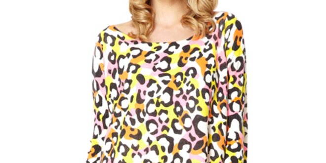 Dámsky dlhý sveter s farebnou leoparďou potlačou Miss Jolie