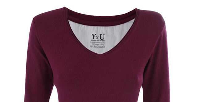 Dámske černicové tričko s véčkovým výstrihom YU Feelwear