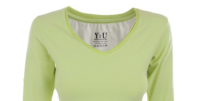 Dámske limetkové tričko s véčkovým výstrihom YU Feelwear