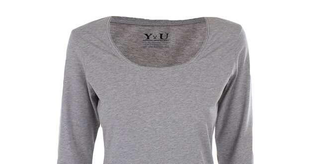 Dámske šedé tričko s dlhými rukávmi YU Feelwear