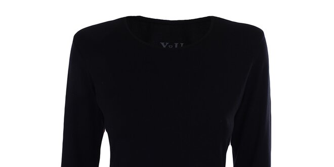 Dámske čierne tričko s malým výstrihom YU Feelwear