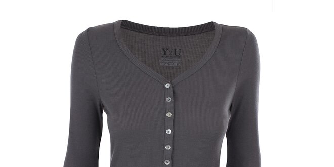 Dámske šedé rebrované tričko YU Feelwear