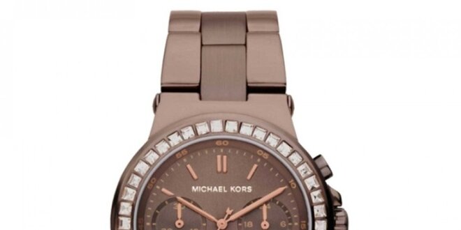 Dámske hnedé hodinky s chronografom Michael Kors