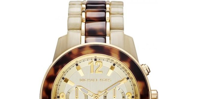 Dámske béžovo-hnedé hodinky s chronografom Michael Kors