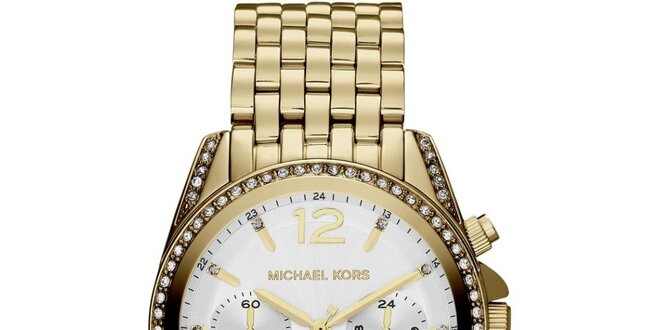 Dámske pozlátené hodinky s dátumovkou a chronografom Michael Kors