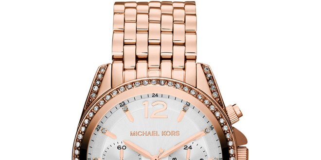 Dámske hodinky vo farbe ružového zlata s dátumovkou a chronografom Michael Kors