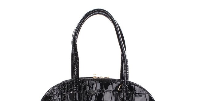 Dámska lakovaná kabelka v čiernej farbe Mercucio