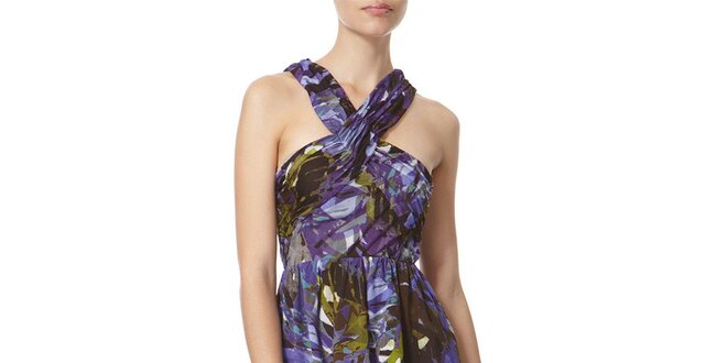 Dámske fialové šaty s asymetrickou sukňou Liquorish