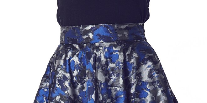 Dámska krátka sukňa s modro-striebornou potlačou Liquorish