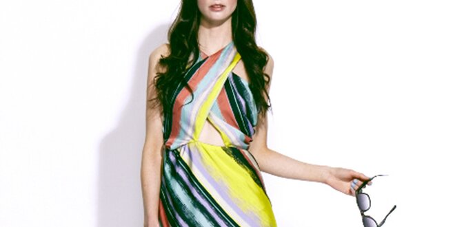 Dámske farebné šaty s asymetrickou sukňou Liquorish